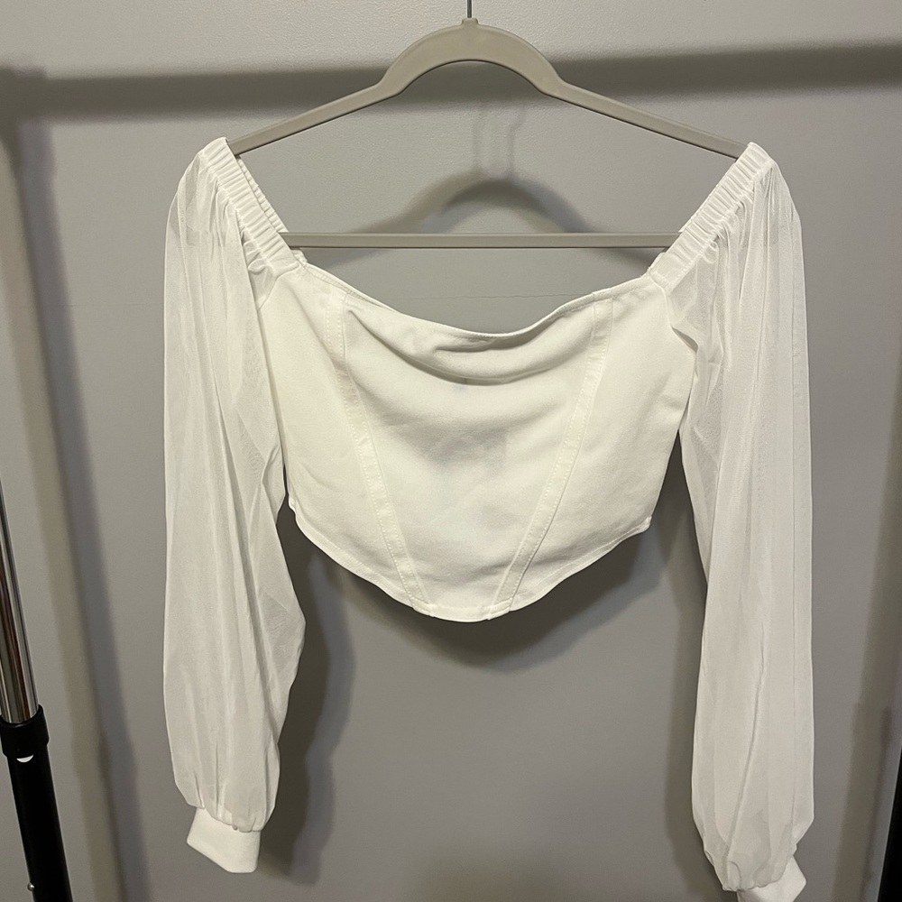 NWT White Corset Mesh PrettyLittleThing Top Size 4